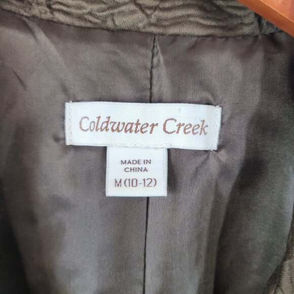 Coldwater Creek Size Medium Jacket Blazer career Satin Crinkle Brown Womens - Picture 4 of 5